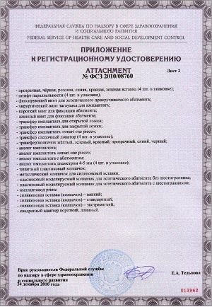 Регистрационное удостоверение. Приложение.